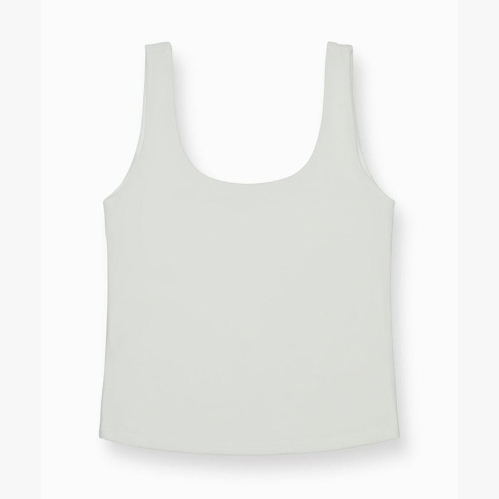 BYLT Basics Womens White Contour Scoopneck Tank Small